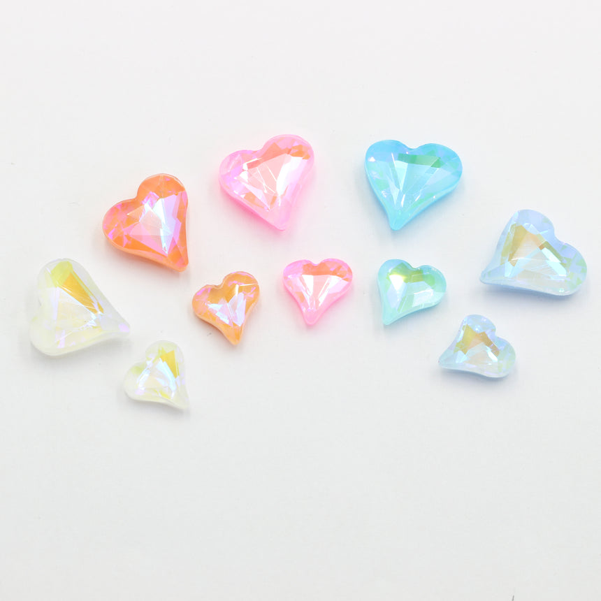 MATIERE Glass Stone Asymmetric Heart(3DB) Aurora Coral  Pink ２ＰＣＳ