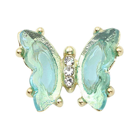 MATIERE Gold Frame Crystal Butterfly Emerald 2P