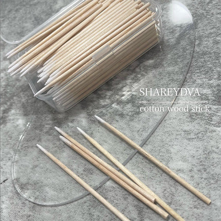 SHAREYDVA Wood Stick with Cotton 180 Pieces with Case