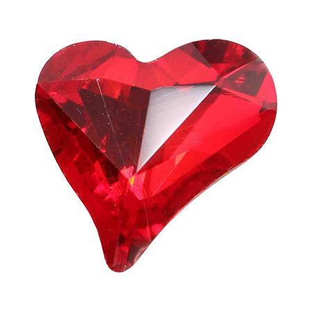 MATIERE Glass Stone Asymmetric Heart Red 2p