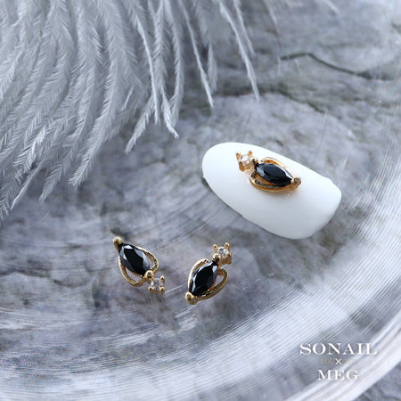 SONAIL×MEG Black Drop Elegant Heart Gold Parts