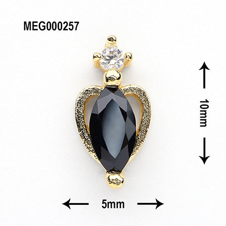 SONAIL×MEG Black Drop Elegant Heart Gold Parts
