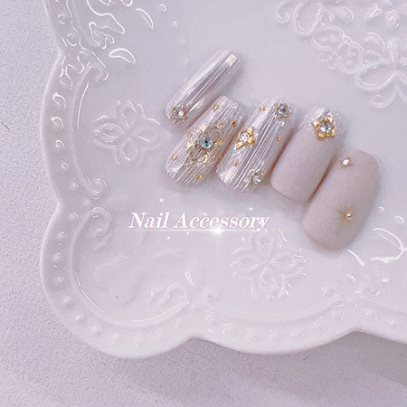 Nail Accessory Metallic Flower Gold