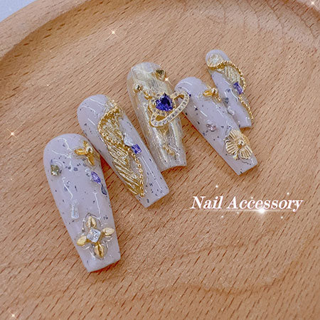 Nail Accessory Metallic Flower Gold