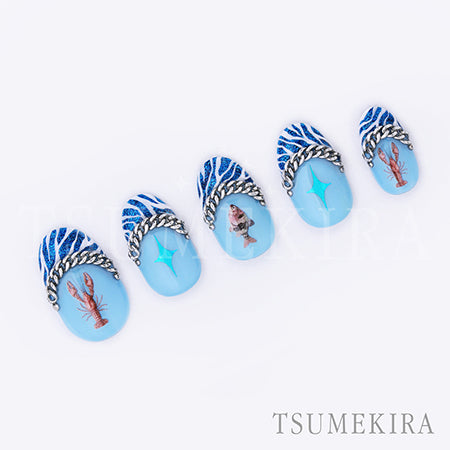 Tsumekira KAI Produce Sparkly Metallic Blue