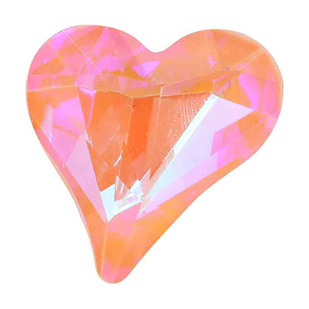 MATIERE Glass Stone Asymmetric Heart(3DB) Aurora Coral  Pink ２ＰＣＳ