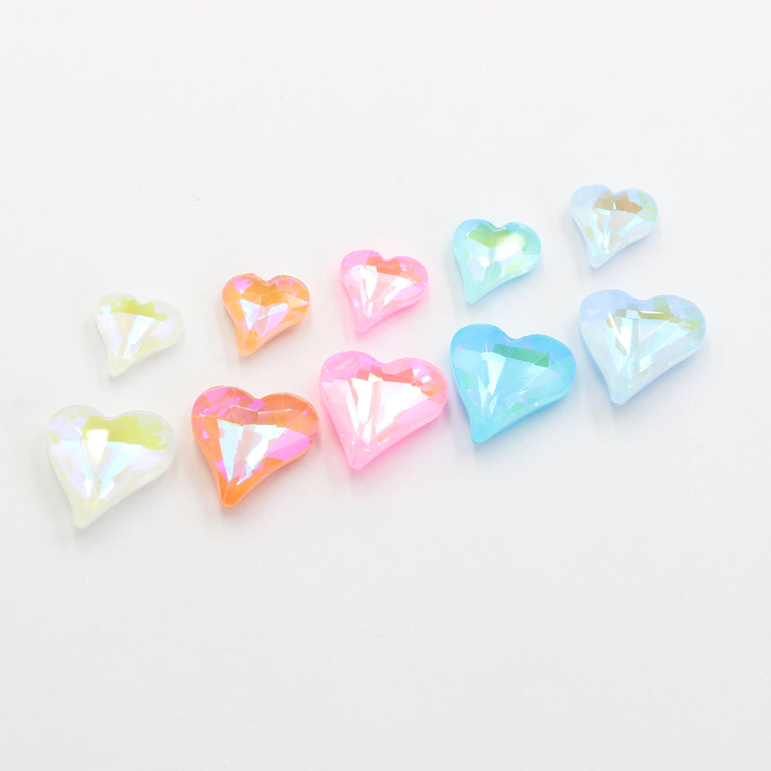 MATIERE Glass Stone Asymmetric Heart(3DB) Aurora Coral Pink 3ＰＣＳ