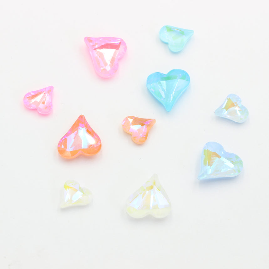 MATIERE Glass Stone Asymmetric Heart(3DB) Aurora Coral Pink 3ＰＣＳ