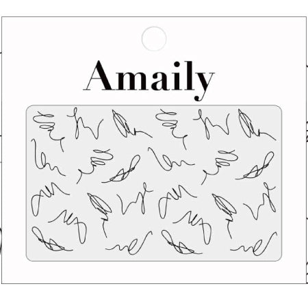 Amaily Nail Sticker NO. 8-21 winding line (black)