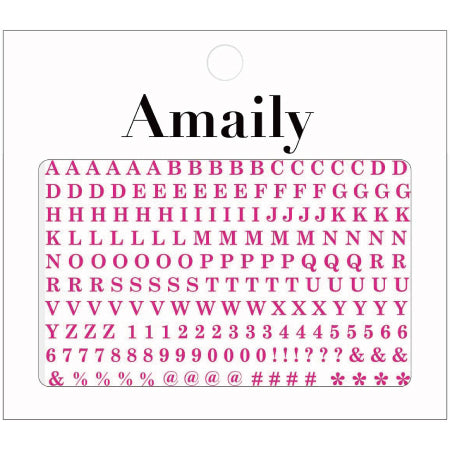 Amaily nail sticker NO. 4-13 Alphabet large (firefly pink)
