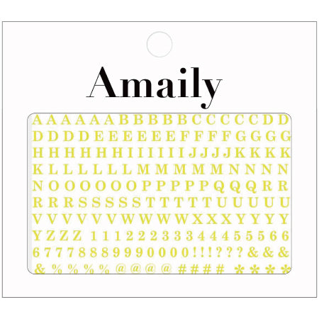 Amaily nail sticker NO. 4-15 Alphabet large (firefly yellow)