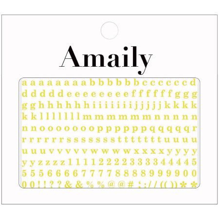 Amaily nail sticker NO. 4-16 Alphabet small (firefly yellow)