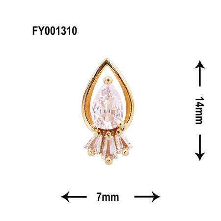 SONAIL PLUS LAPISRAVI Select Drop IN Drop Gold Ball Clear stone FY001310 2P