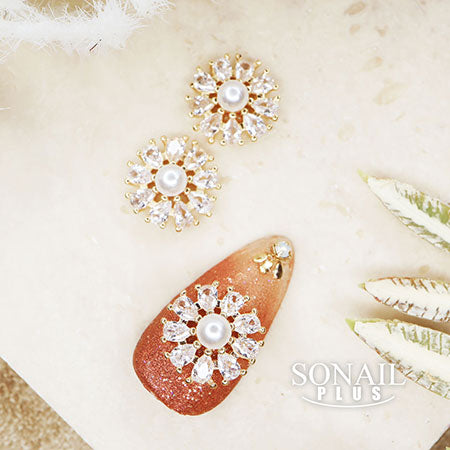 SONAIL PLUS LAPISRAVI Select Clear Flower Mini White Pearl Brooch Nail 2P