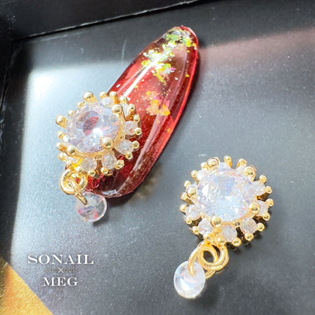 SONAIL×MEG Clear Stone Charm Bijou Flower Silver MEG000263 2P