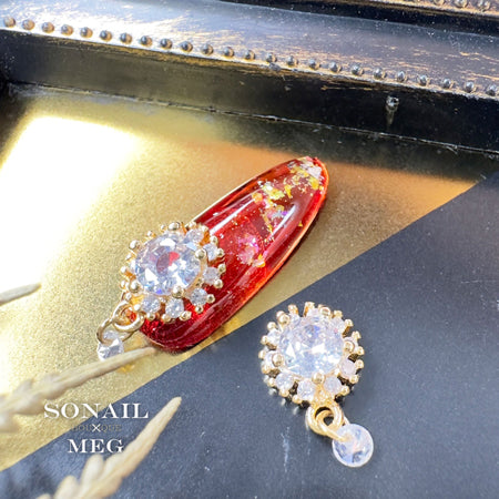 SONAIL×MEG Clear Stone Charm Bijou Flower Silver MEG000263 2P