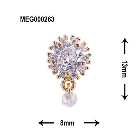 SONAIL×MEG Clear Stone Charm Bijou Flower Silver MEG000263 2P