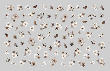 Amaily Nail Sticker No. 1-45 Pressed Flowers (brown)