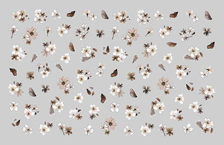 Amaily Nail Sticker No. 1-45 Pressed Flowers (brown)