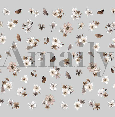 Amaily Nail Sticker No. 1-45 Pressed Flowers (brown)