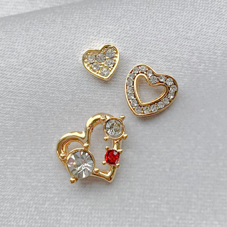 SHAREYDVA Heart Assortment Gold 3P (3 types x 1 each)