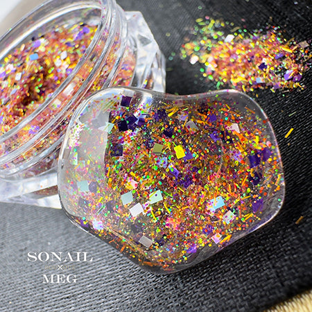 SONAIL×MEG Aurora Square Cut Orange Glitter Hologram MEG000337 1.3g