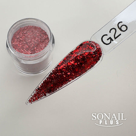 SONAIL×LUXURY Holo Gradation Scalp Powder Red G26 FY001558