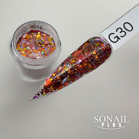 SONAIL×LUXURY Multicolor Holo Scalp Powder Luxury Red G30 FY001562 7g