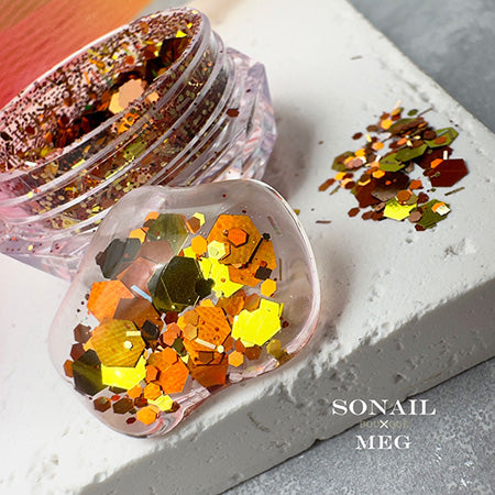 SONAIL×MEG Metallic Hexagon Hologram Sunset Orange MEG000336 1.3g