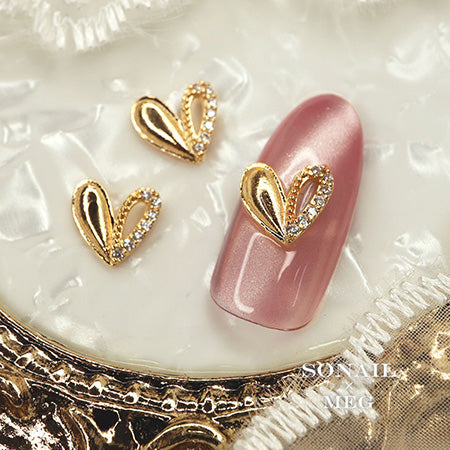 SONAIL×MEG Asymmetric Metallic Heart Smart S size gold MEG000342 2P