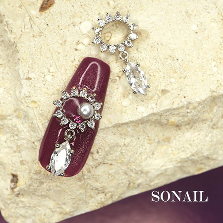 SONAIL Shining Ring & Clear Leaf Stone Silver FY001644 2P