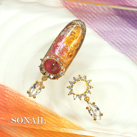 SONAIL Shining Ring & Clear Leaf Stone Gold FY001645 2P