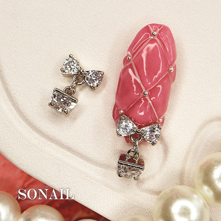 SONAIL Ribbon & Semi-circle Bijou Charm Silver FY001646 2P