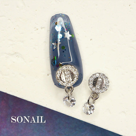 SONAIL Jewel Eye & Clear Stone Charm Silver FY001648 2P