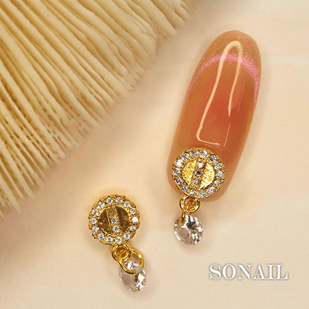 SONAIL Jewel Eye & Clear Stone Charm Gold FY001649 2P