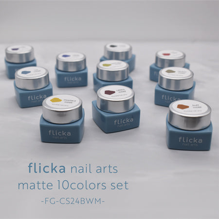 Flicka Nail Arts Color Gel Matte 10 color set 24BWM 3g Each