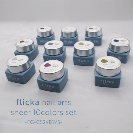 Flicka Nail Arts Color Gel Sheer 10 color set 24BWS 3g Each