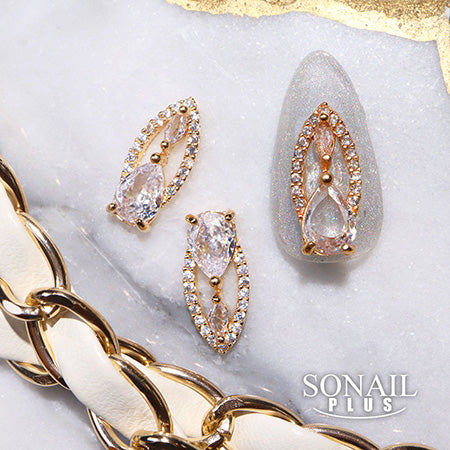 SONAIL PLUS LAPISRAVI Select Crystal Drop Leaf Frame Bijou Gold FY001585 2P