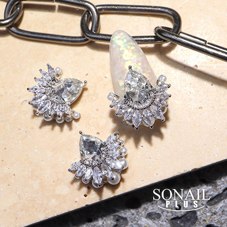SONAIL PLUS LAPISRAVI Select Pearl Gradation Crystal Leaf Silver FY001592 2P