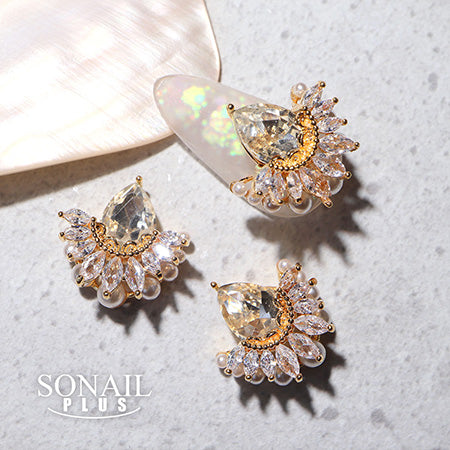 SONAIL PLUS LAPISRAVI Select Pearl Gradation Crystal Leaf Gold FY001593 2P