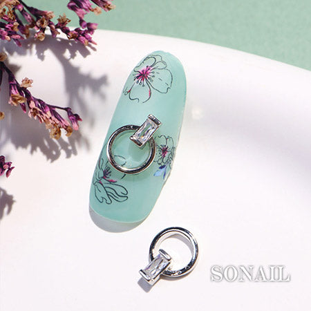 SONAIL Mini Ring Rectangle Stone Silver FY000409 2P