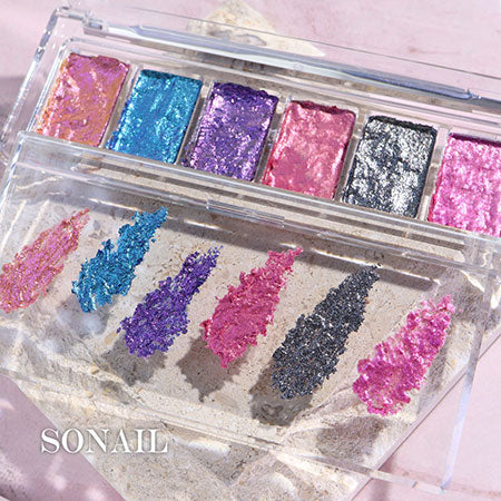 SONAIL Cream Glitter Palette 6 colors B FY001701 1g Each
