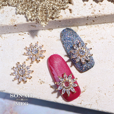 SONAIL×MEG Fresh Flowers S size Gold MEG000245-1 2P