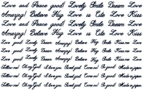 Amaily Nail Sticker No. 2-3 Note Message Black
