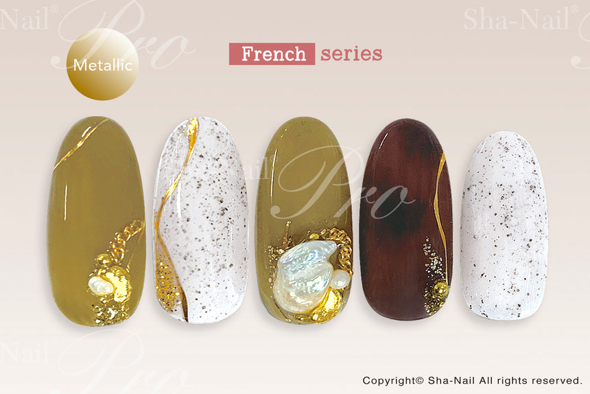 Sha-Nail Plus French Random Vertical Line  FR-RRV01 French Random Vertical Line Gold