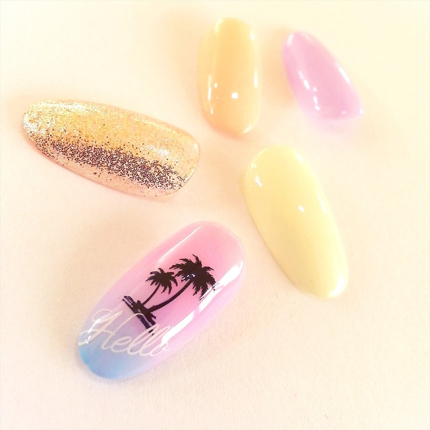 Amaily Nail Sticker No. 3-5 Palm Tree Black