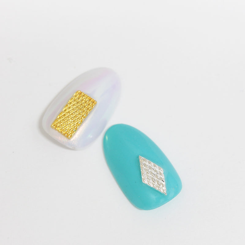 SHAREYDVA Nail Parts Mesh Morocco Rectangle Gold