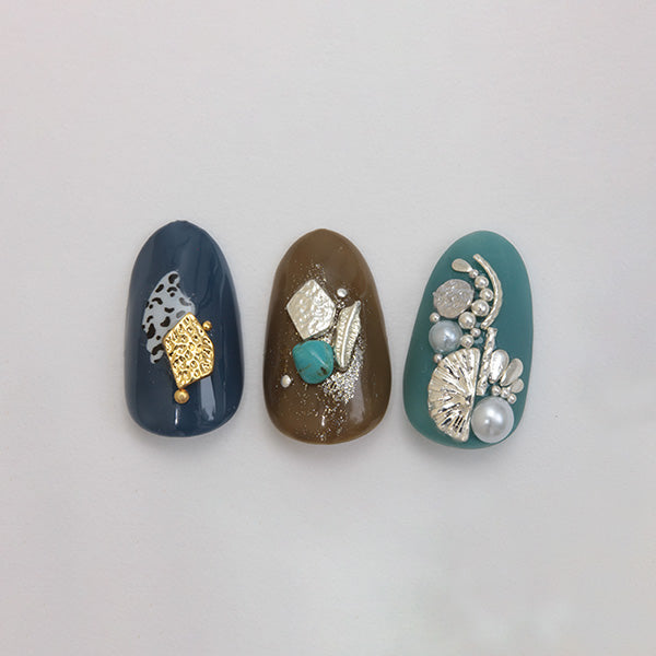 SHAREYDVA Nail Parts Wave Semi Circle  Silver