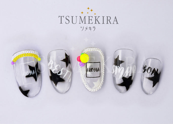 Tsumekira JUNX Produce 3 Word Pattern White & Black