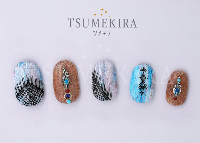 Tsumekira Vicky Wu Produce 6 Aztec Art  Black NN-VIW-109